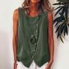 Women's Sleeveless Button-Up Shirt Loose-Fit Vest Top With Single Side Button