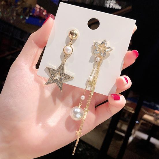 1 Pair Drop Earrings Faux Pearls Tassel Exaggerated Vintage Bow-knot Stud Earrings Birthday Gift