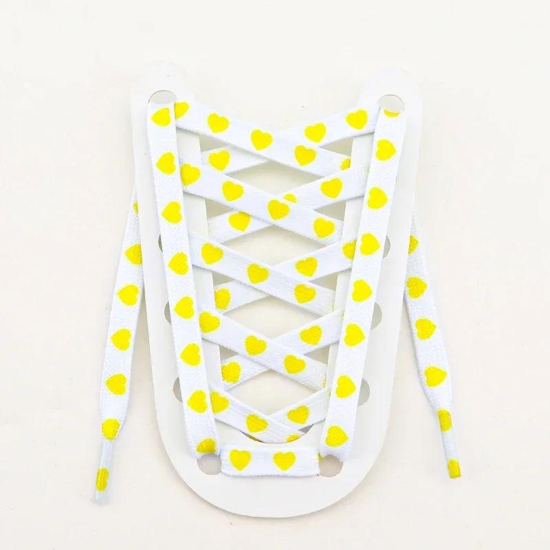 1 Pair Love Heart Shoelaces 8MM Width Laces for Sneakers Kids Adult Rubber Band for Casual Shoes Accessories 120CM/140CM/160CM