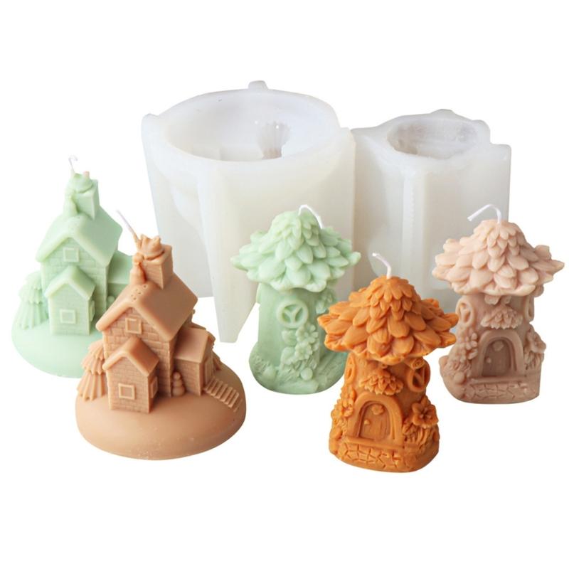 Flexible Silicone Mold Nordic House Shaped Candle Molds Scented Aromatherapy Making Mould Handmade Ornament Mould