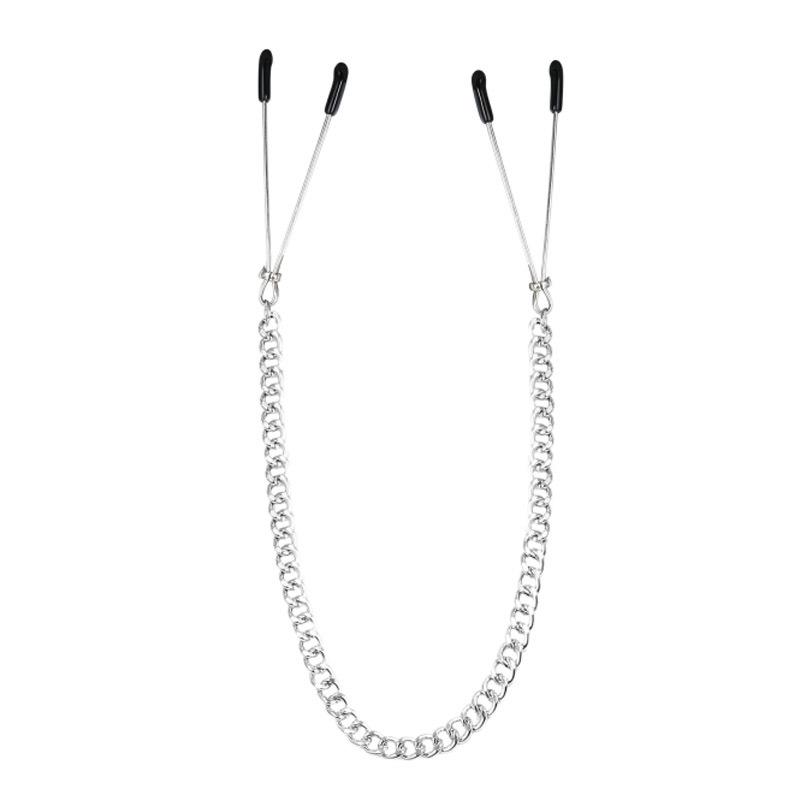 Adjustable Stainless Steel Flower Nipple Rings with Zircon Chain - Provocative Body Piercing Jewelry