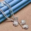 925 Sterling Silver 20 Inch Snake Chain Three Rose Flows Pendant Necklace Jewelry