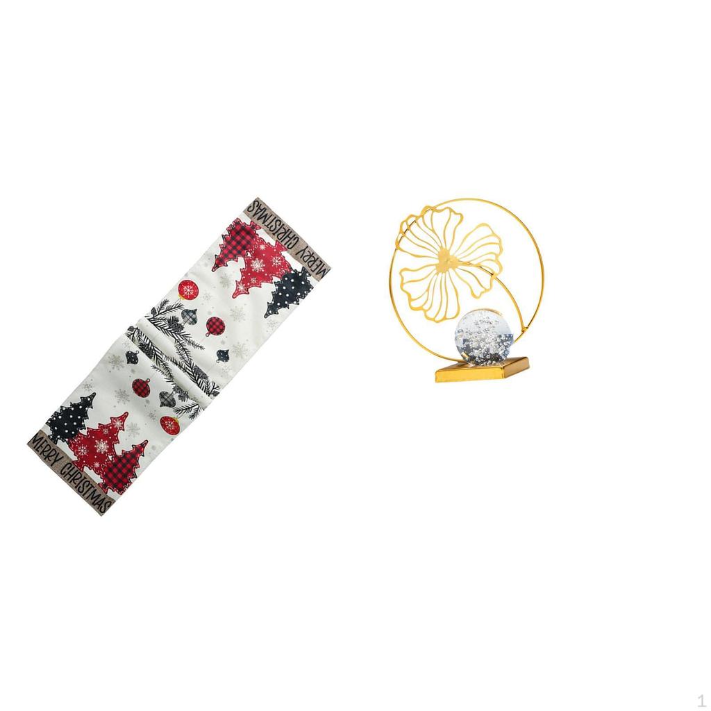 Festive Winter Table Runner with Leaf Iron Figurine Sculpture for Holiday Coffee And Bookshelf