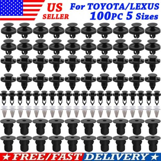 100X Auto Body Rivets Bonnet Liner Grommet Clips Screws For TOYOTA 90189-06013.