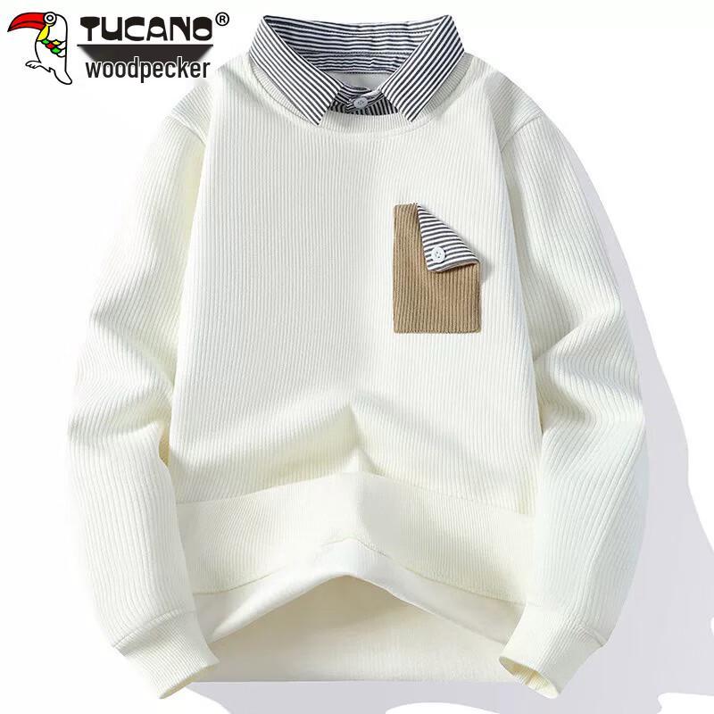 Tucano Herren Faux Zweiteiliges Kragen Langarm Sweatshirt