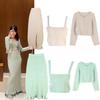 French Round Neck Knit Set: Elegant Fishtail Skirt with Beading, Spring/Summer Style