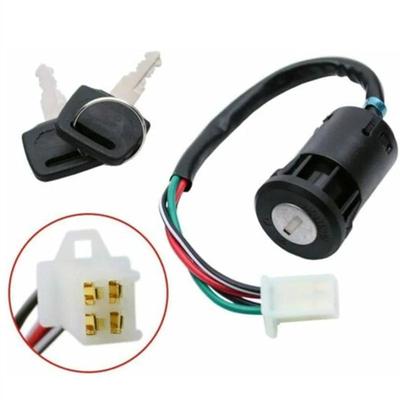4-Pin 4-Wire Ignition Key Switch Assembly for 50cc-250cc Chinese ATV Quad Dirt Pit Bike Go Kart Scooter Engine Replacement Parts