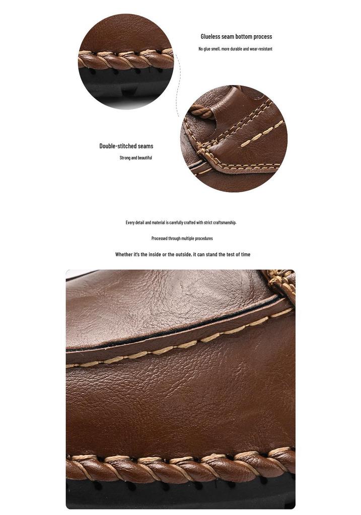 Spring 2024 Men's Casual Leather Lace-up Shoes - Soft Sole, Hand-stitched, Versatile, Large Size Driving Shoes