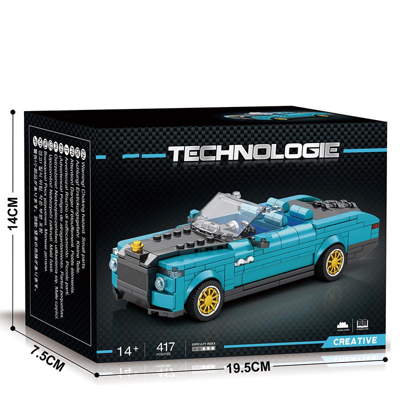 Non-Toxic 417Pcs Retro Luxury Cars Model Building Blocks 1:24 Scale City Convertible Vehicle Car Model Bricks Kids Diy Toys Idea Gifts