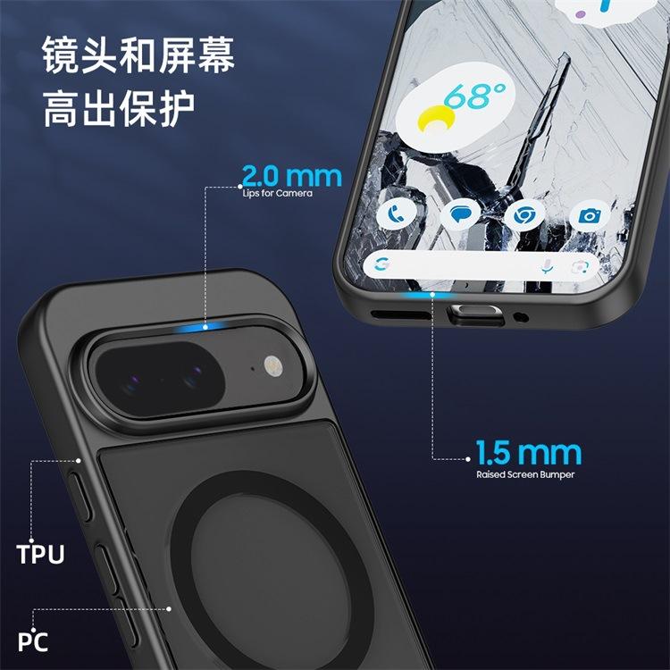 Applicable to Google Google pixel11Pro magnetic mobile phone case pixel1 matte transparent black two-in-one protective case