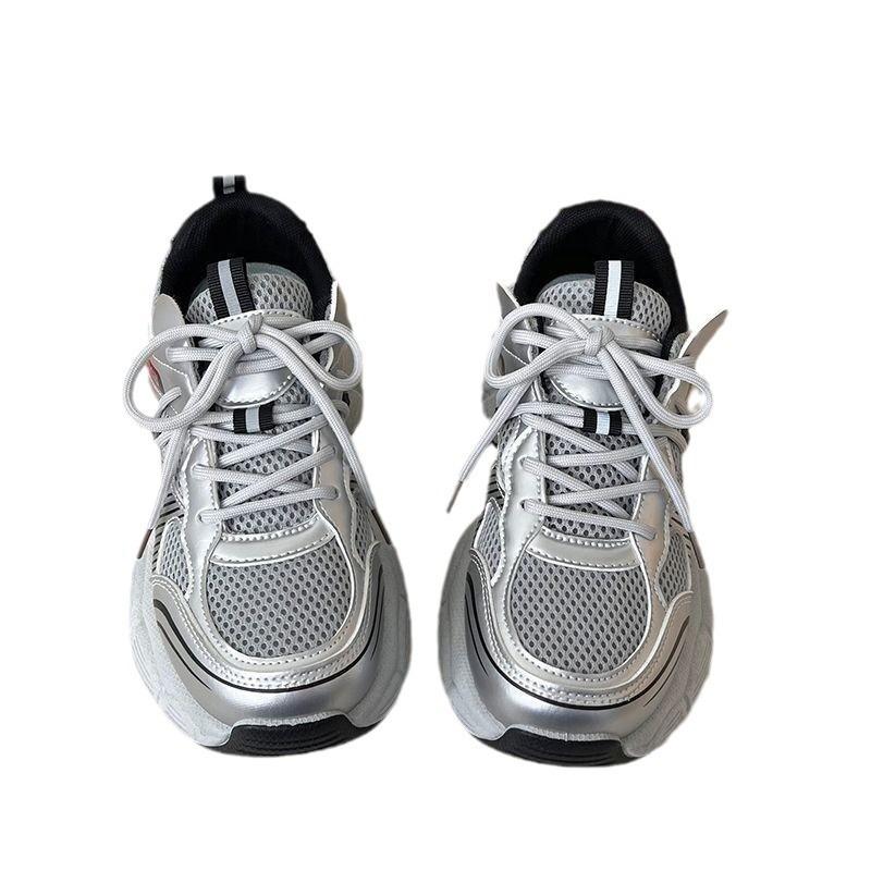 Sommer neue Sport- und Freizeitschuhe vielseitige Gummi-Mesh Damen Schuhe Low-Top Studenten Papa Schuhe dicke Sohle rutschfest