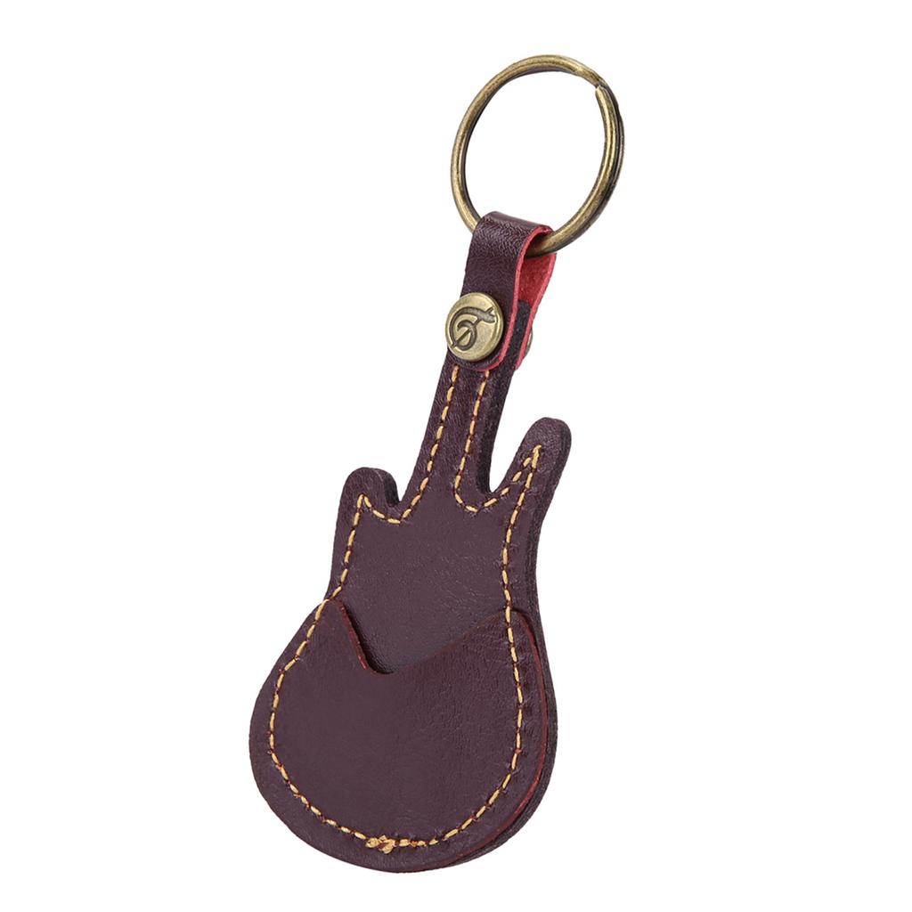 Portable Leather Brass Guitar Pick Bag Sleeve Holder Including Pick Accessories (Brown)