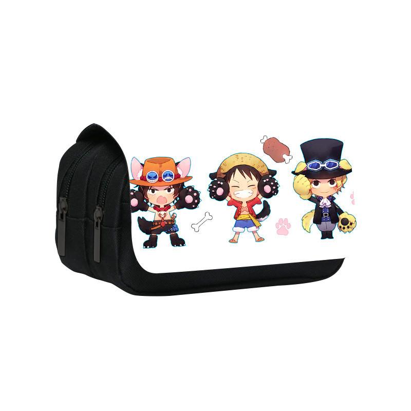 Piece One Pattern Double Layer Flip Cover Student Stationery Storage Bag Pencil