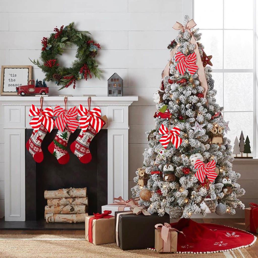 2pcs Large Christmas Wreath Bow Christmas Bow Christmas Tree Pendant Tree Topper Bows Decor Holiday Hangable Ornament