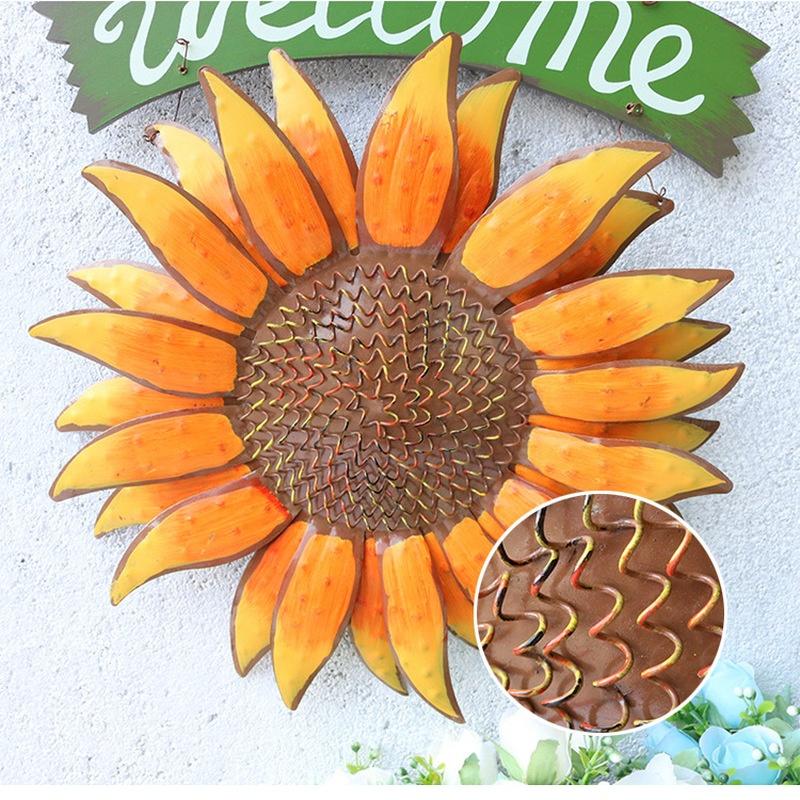 Nowy europejski styl ogród kreatywny salon dekoracje ścienne WITAMY Słonecznik kwiat wisiorek wisiorek żelazo mural