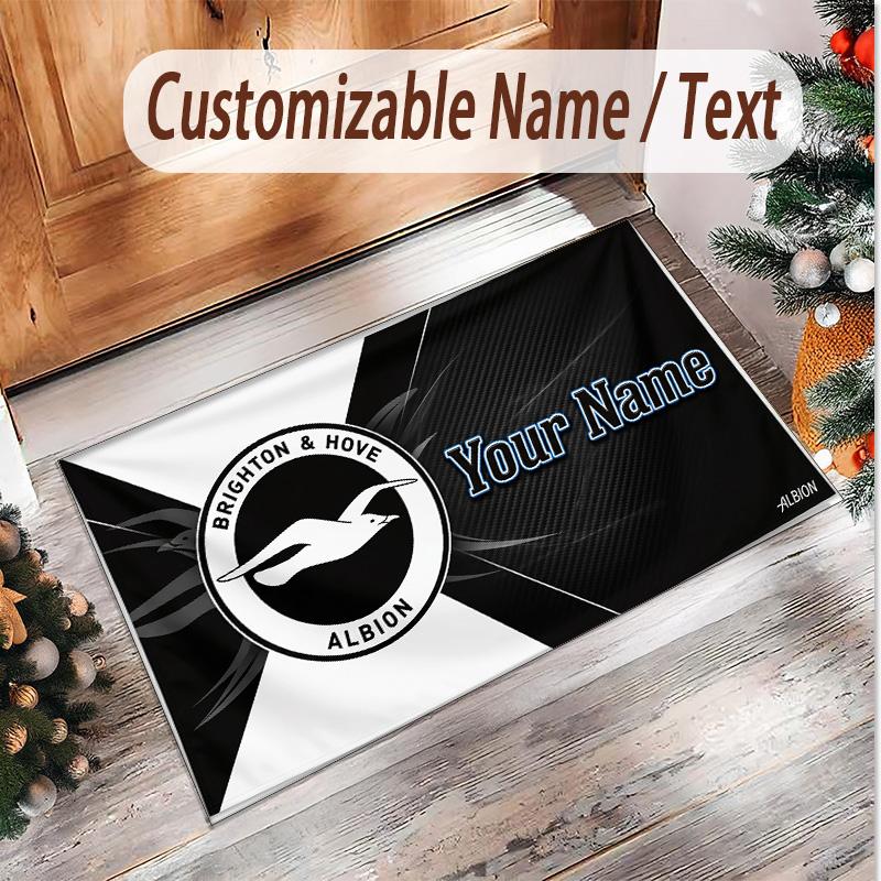Personalized Crystal Velvet Carpet Brighton & Hove Albion Football Pattern Non Slip Floor Rug