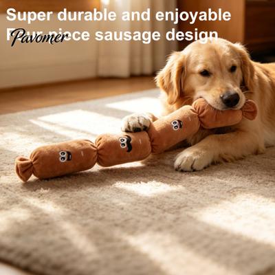 Tear-resistant Pet Toy Dog Squeaky Plush Toy, Long Sausage Shape Chew with BB Sound, Durable Bite Resistant for Small Medium Dogs, Interactive
