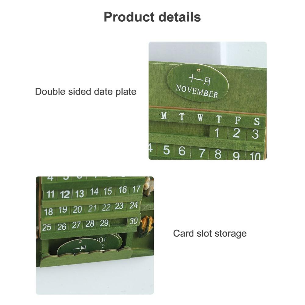 Green Wall-Mounted Calendar Wooden Wooden Background Calendar Practical Pendant Calendar Bar
