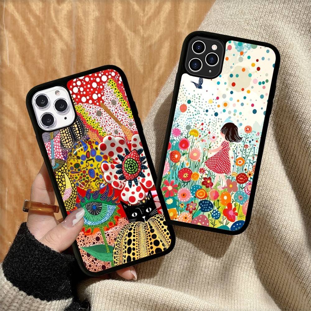 Popular Art Y-Yayoi KusamaS Phone Case Wireless Charging PC+TPU For iPhone 11 12 13 14 15 16 17 Pro Max Plus case