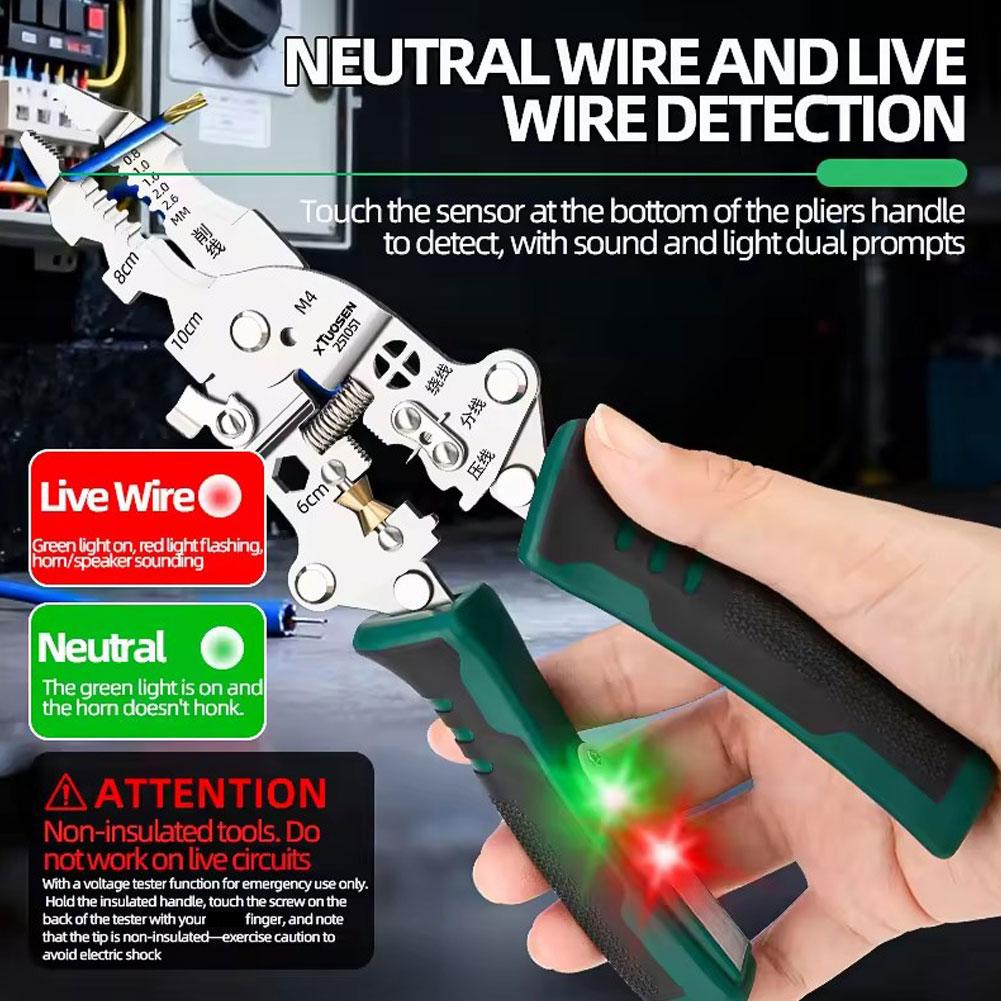 New Foldalbe Wire Stripping Pliers Voltage Testing Cable Cutting Crimping Pliers Multifunctional Wire Stripper Electrician Plier