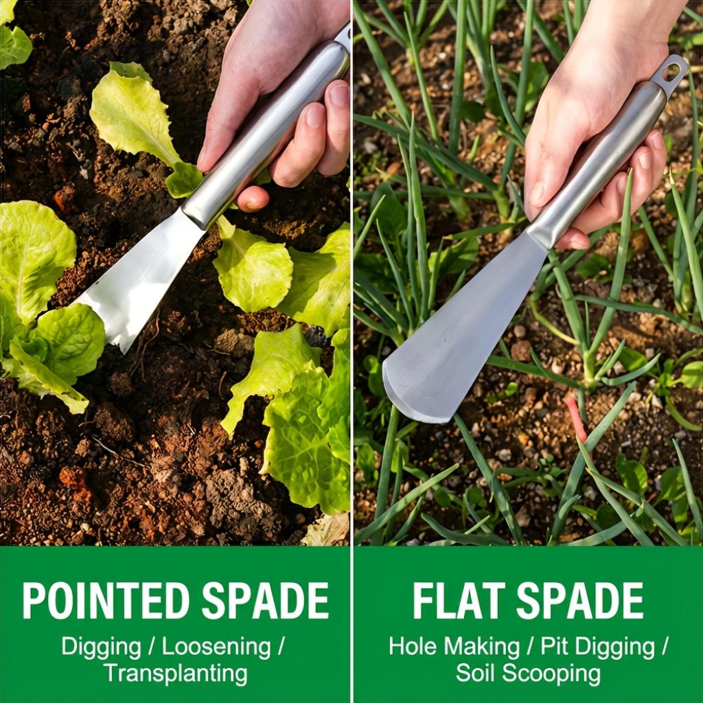 A Heavy-Duty Stainless Steel Gardening Trowel Available in Flat And Pointed Versions, Ideal for Planting, Weeding, And Loosening Soil