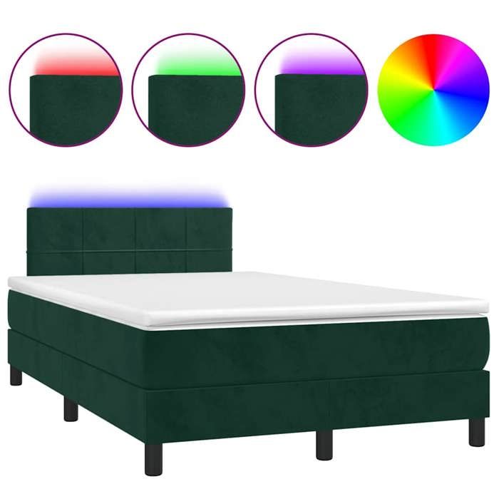Maison Exclusive - Sommier à lattes de lit avec matelas LED vert foncé 120x190 cm