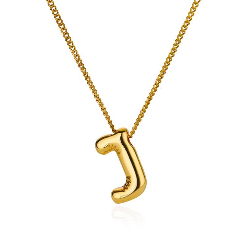 Fashion bubble font chubby English letters pendant necklace niche temperament collarbone chain