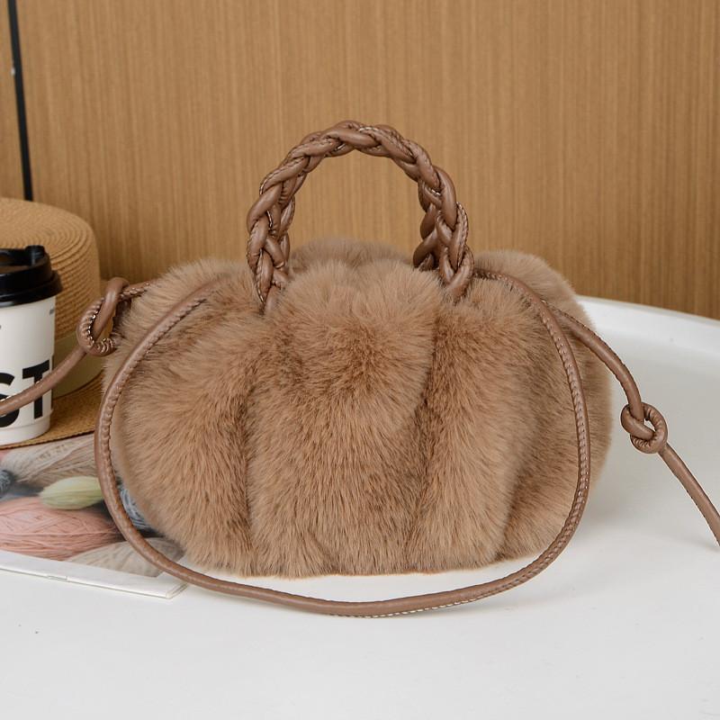 Plush Cloud Shoulder Bag With Drawstring Closure For Daily Use In Soft Fur Material
