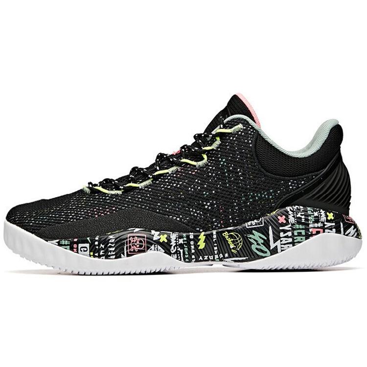 New Anta A shock Cushioning Anti Slip Wear Resistant Breathability Low Top Basketball Shoes Men's Black 112031605-1