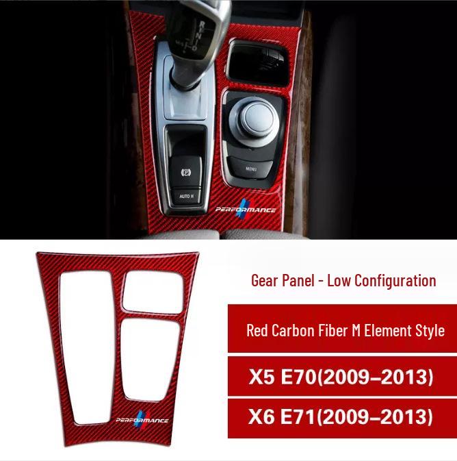 Adesivo de Painel de Marchas em Fibra de Carbono para BMW X5/X6 E70/E71 Console Interior