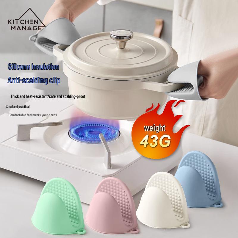 Vysokoteplotní silikonové rukavice proti opaření pro troubu, gril a mikrovlnnou troubu - Tepelně izolační klipy na ruce