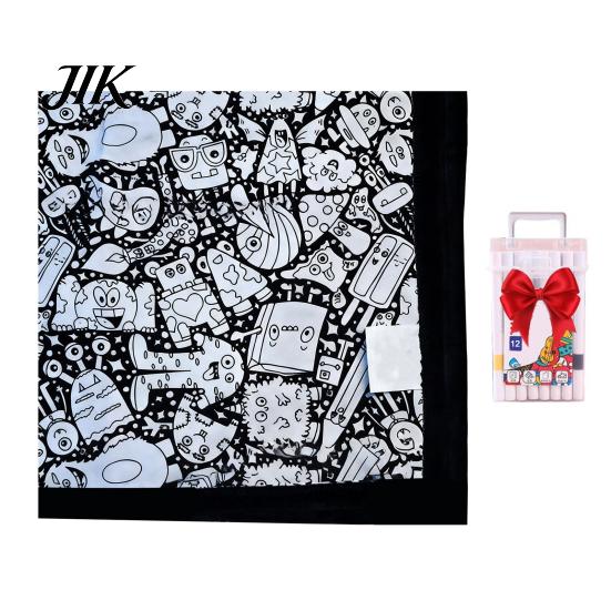 DIY Coloring Blanket for Parties Color Your Own Art Project with Markers Washable Gift Idea Craft Throw Home Decor Holiday Party Activity Unique