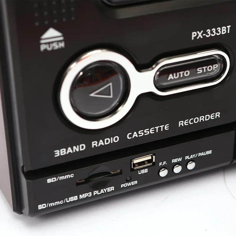 Přenosné Vintage Retro USB AM/FM/SW Vícepásmové Rádio Stereo Bezdrátový Bluetooth Boombox Mp3 Přehrávač Zvuku Záznamník Přehrávač Kazet