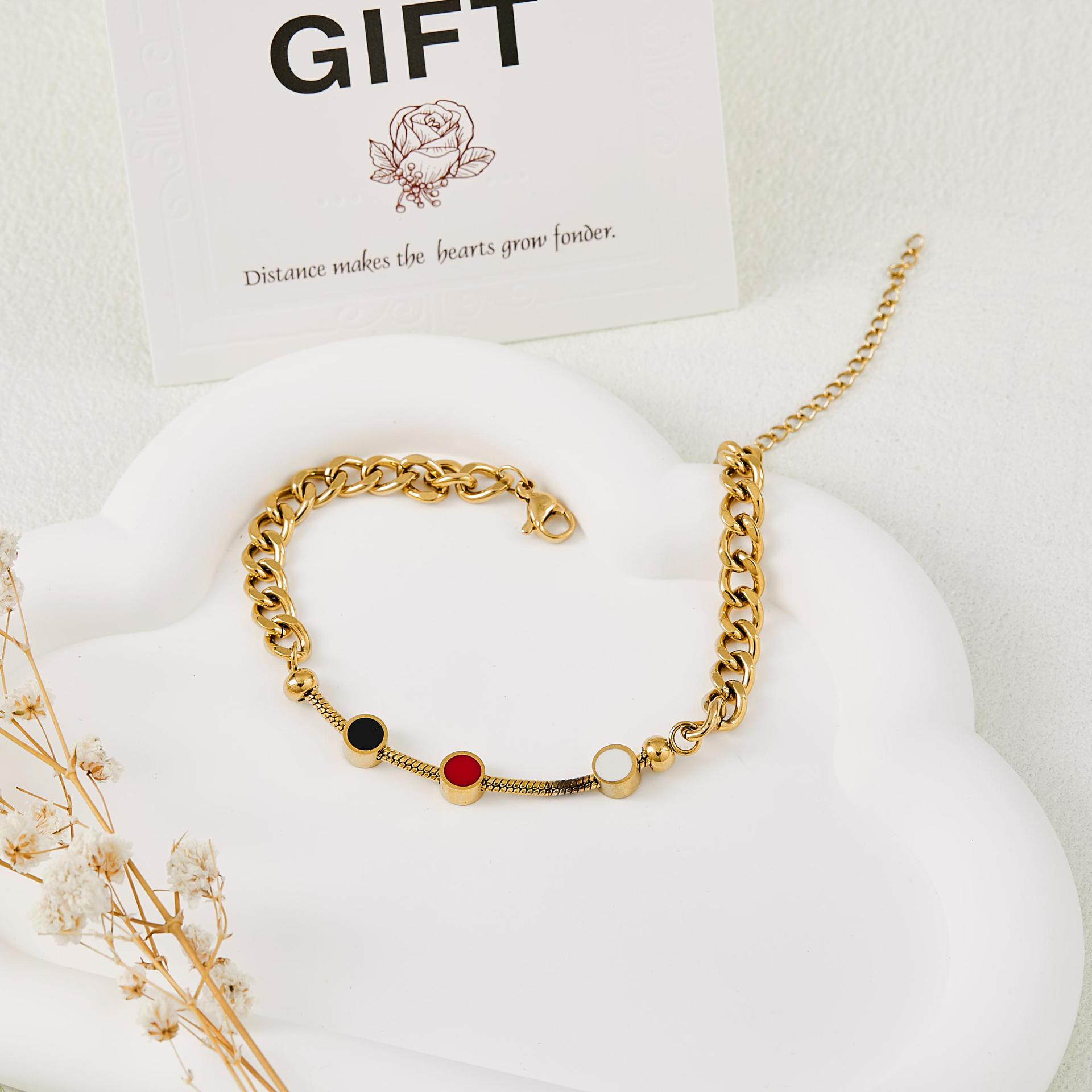 

High-end Star & Moon Jewelry: Stainless Steel Beaded Clavicle Chain Bracelet