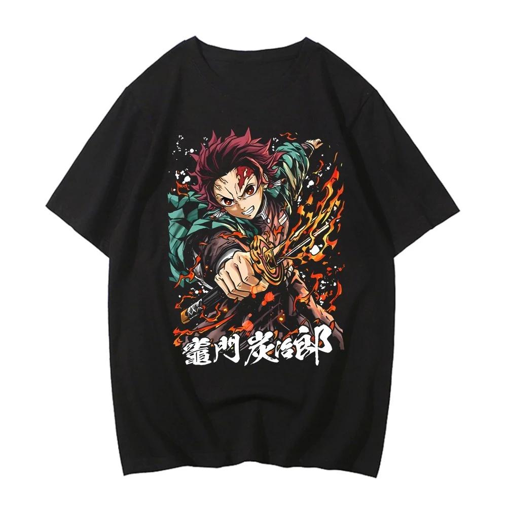 Japan Anime Demon Slayer Graphic Print T-shirt Men Women Loose Casual Oversized Cotton Comfortable Soft Top Streetwear Harajuku Fashion Summer New Tee