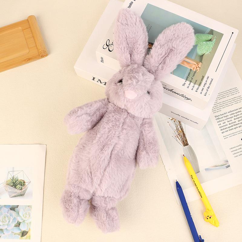 1PC Plush Animal Stuffed Toy Stationery Pouch Makeup Bag Cute Rabbit Shape Plush Pencil Case Storage Bag School Supplies