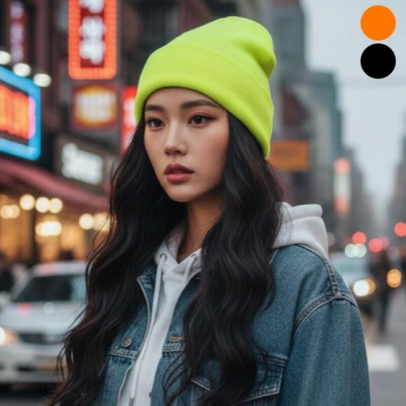 

Fluorescent Beanie Casual Unisex B003 Orange