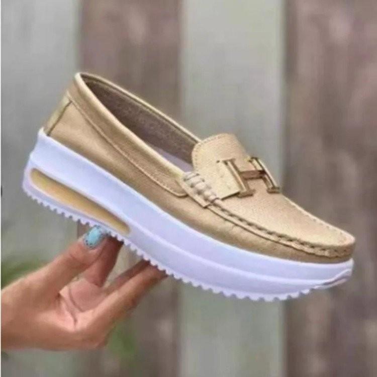Independent Station autumn new muffin bottom round head solid color single shoes light mouth one pedal thick sole single shoes women