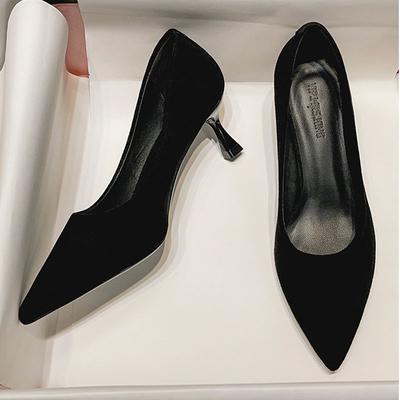 Fashion Pumps Shoes Versatile High Heels for Women 2024 New 5cm 7cm 9cm Heels Pointed Toe Professional Single Shoes Suede Heels Women