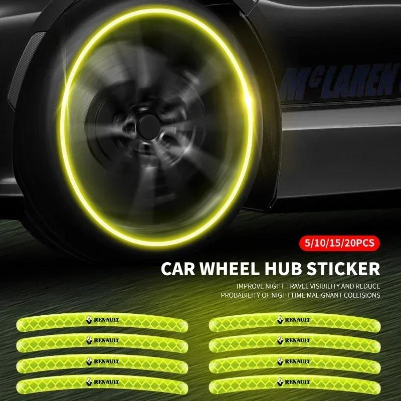 5/10/15/20Pcs Car Wheel Hub Sticker High Reflective Stripe Tape For Renault TDACIA Logan Scenic Loguna Kadjar Twingo Accessories