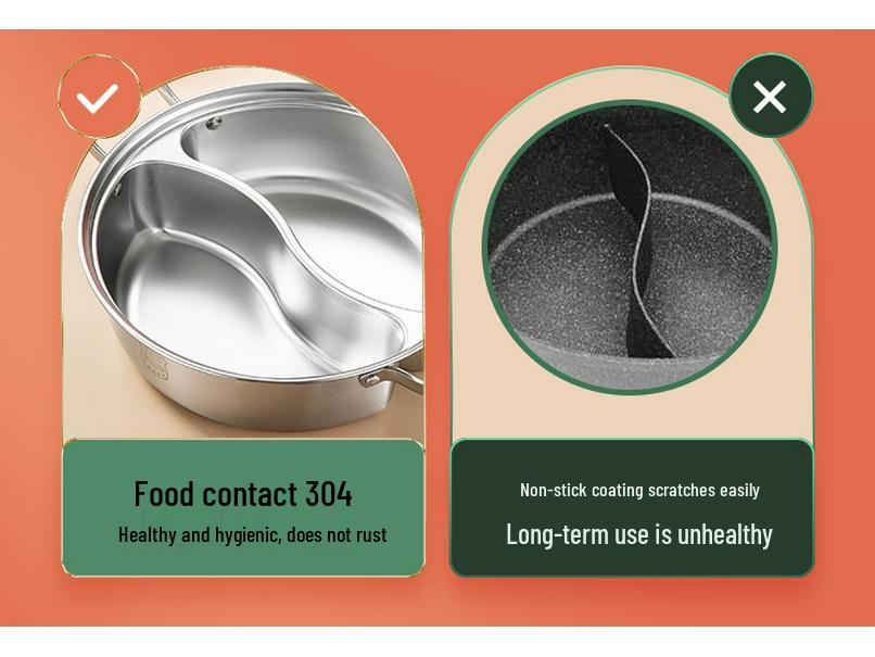 Yin-Yang 304 Stainless Steel Induction Hot Pot Shabu-Shabu Cookware