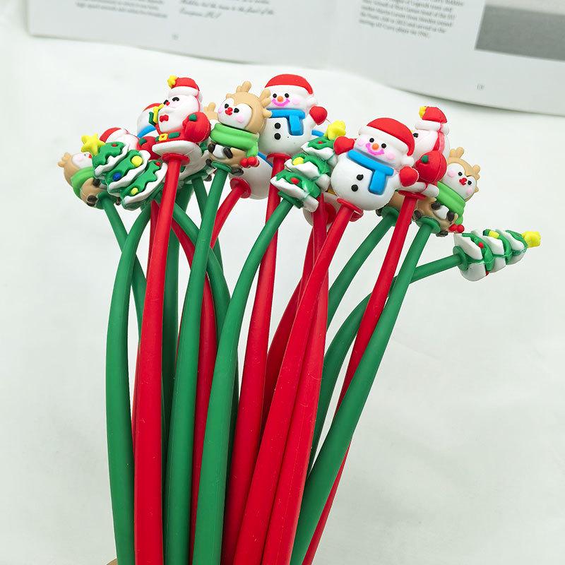 Creative Santa Claus Wobble Pen: Soft Rubber Neutral Pen for Students, Christmas Gift or Prize.