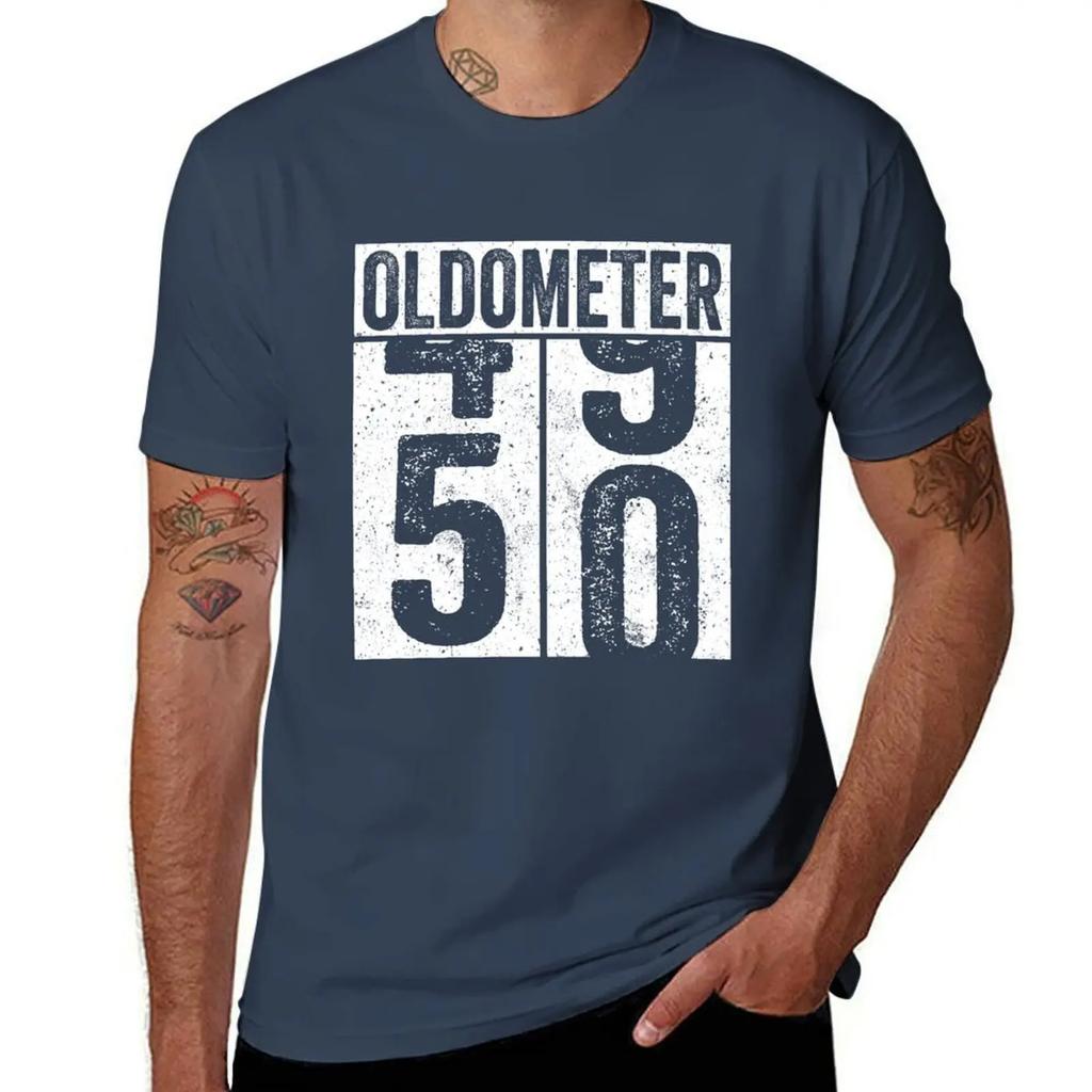 50 Years Old Oldometer T-Shirt Graphics Customs Custom T Shirt Oversized Mens Graphic T-shirts Hip Hop