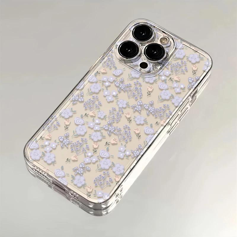 Gentle small fresh pink purple flower iPhone17Promax mobile phone case ins suitable for Apple 16Pro space case 15