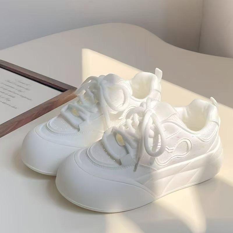 Summer Mesh Breathable Bread Shoes Women's New Platform White Shoes Original Niche Versatile Sports Board Shoes
