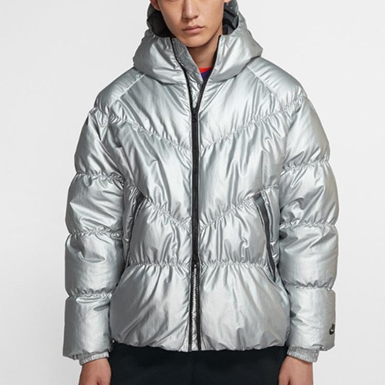 Nike Sportbekleidung Daunenfüllung Kapuzenjacke Wintermantel Herren Oberbekleidung Silber BV4710-096
