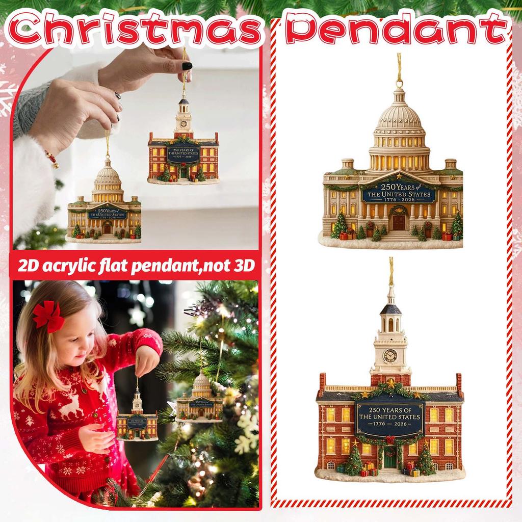 250th Anniversary Of The Founding Of The United States Christmas Hanging Ornament, Acrylic Flat Christmas Commemorative Hanging Ornament