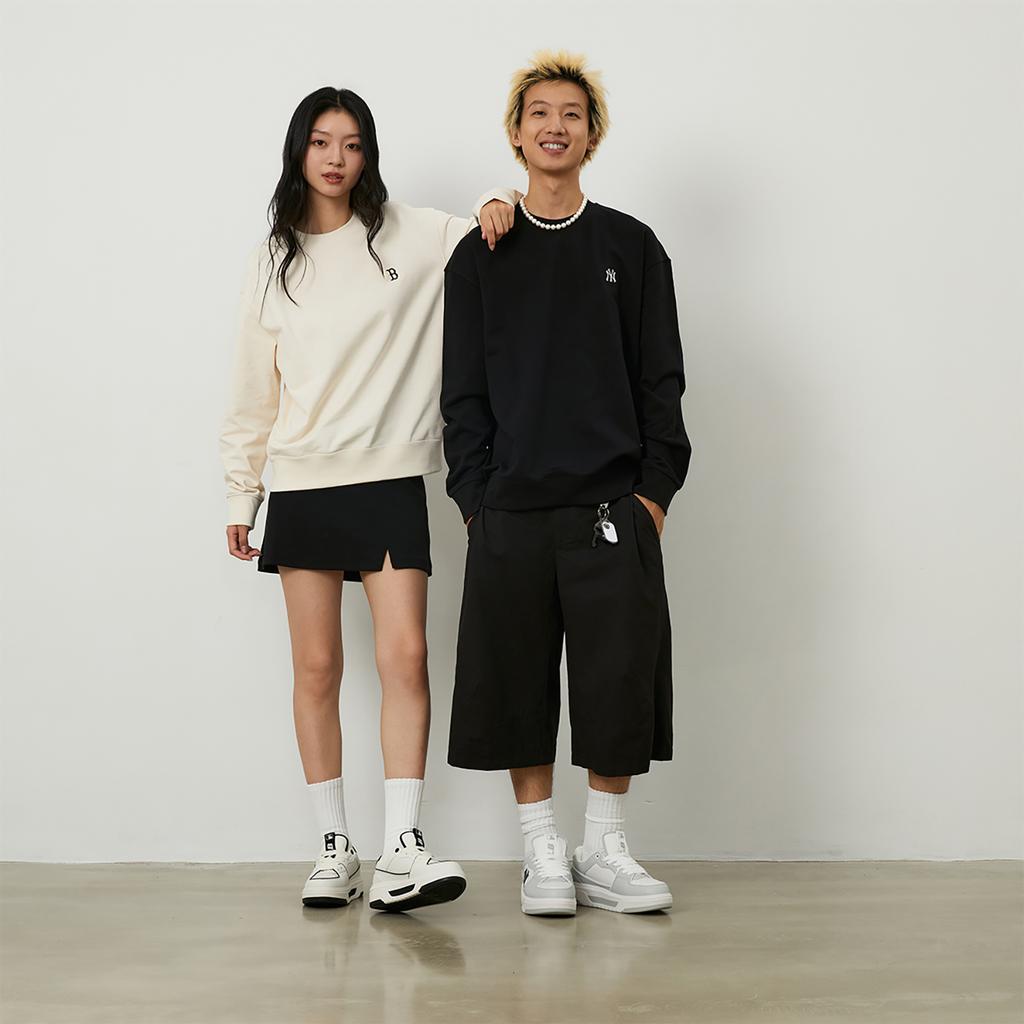 New MLB Chunky Liner Low Top Skateboard Shoes Unisex Ecru 3ASXCBS4N-50WHS