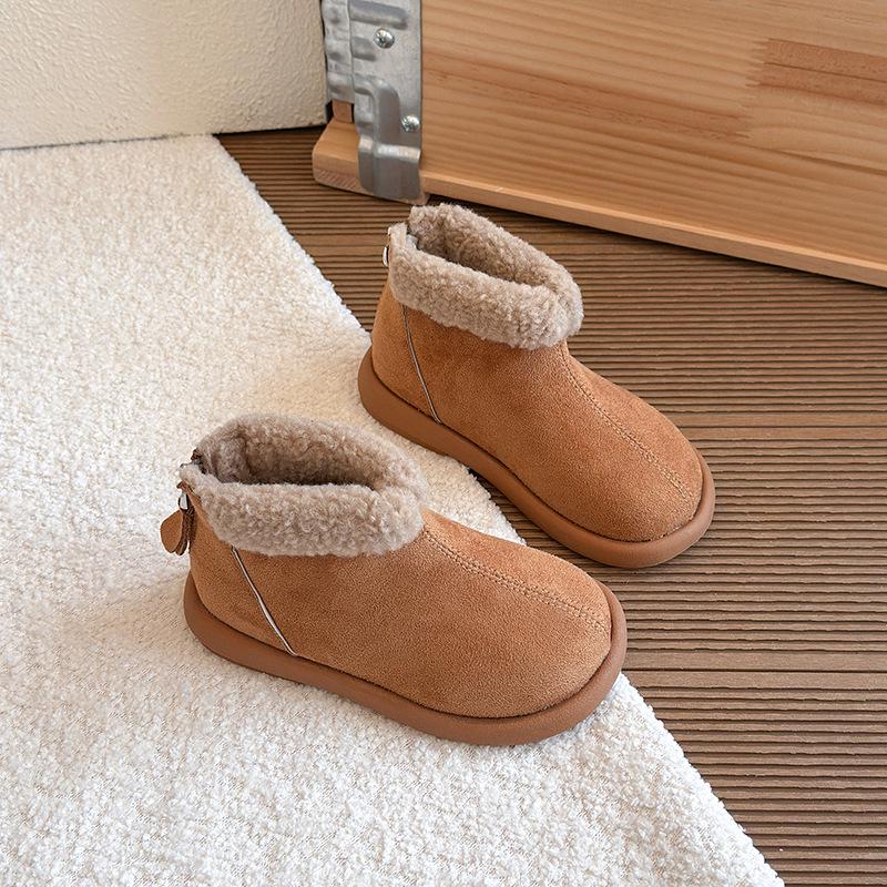 Winter 2025 Girls' Snow Boots: Velvet-Lined Short Martin Boots for Big Kids