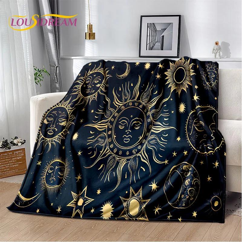Sun Moon Mandala Magic Witchcraft Tarot Blanket,Soft Throw Blanket for Home Bedroom Bed Sofa Picnic Travel Office Cover Gift Kid